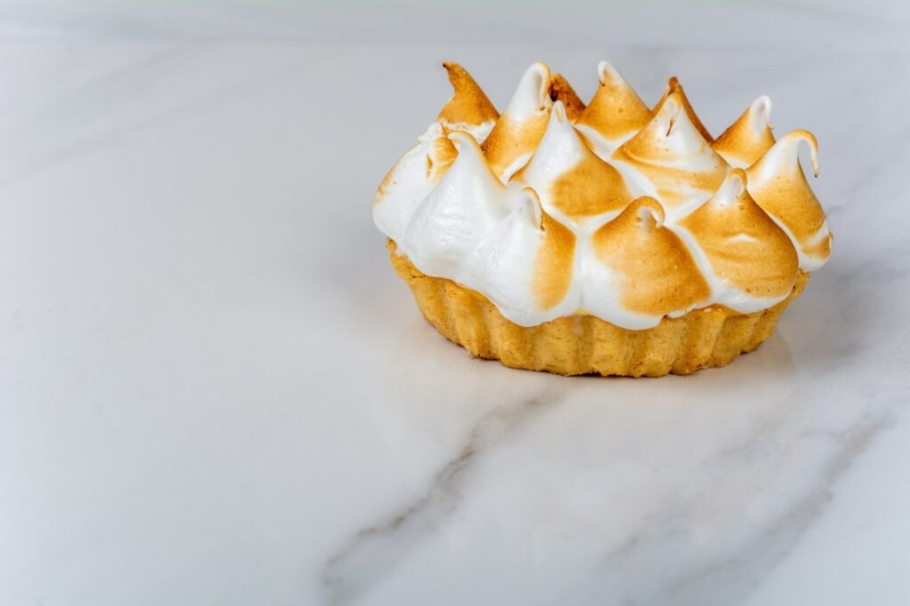 Fresh lemon pie with meringue.